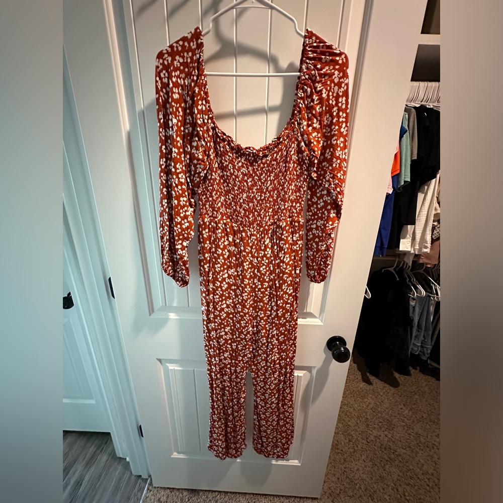 Burnt orange capri romper